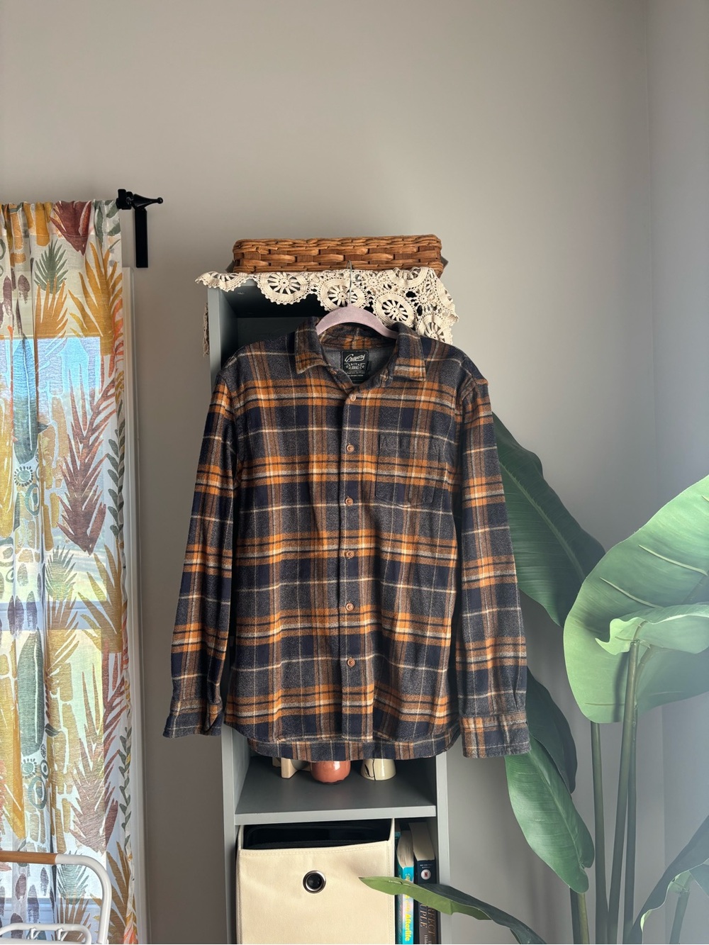 Grayers Heritage Men’s Large Flannel Shirt Button Up Long Sleeve Orange Gray